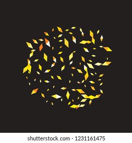 Confetti of two-colored rhombs isolated on white background.Falling confetti from minimalistic geometric figures. Abstract triangles and rombs for label, card, poster, cover, leaflet, textile design.