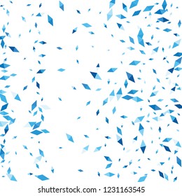 Confetti of two-colored rhombs isolated on white background.Falling confetti from minimalistic geometric figures. Abstract triangles and rombs for label, card, poster, cover, leaflet, textile design.