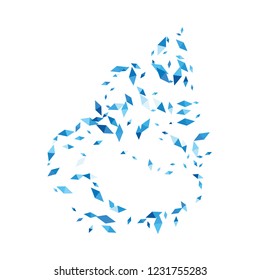 Confetti of two-colored rhombs isolated on white background.Falling confetti from minimalistic geometric figures. Abstract triangles and rombs for label, card, poster, cover, leaflet, textile design.