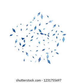 Confetti of two-colored rhombs isolated on white background.Falling confetti from minimalistic geometric figures. Abstract triangles and rombs for label, card, poster, cover, leaflet, textile design.