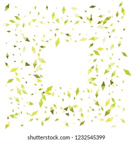 Confetti of two-colored rhombs isolated on white background.Falling confetti from minimalistic geometric figures. Abstract triangles and rombs for label, card, poster, cover, leaflet, textile design.