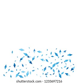 Confetti of two-colored rhombs isolated on white background.Falling confetti from minimalistic geometric figures. Abstract triangles and rombs for label, card, poster, cover, leaflet, textile design.