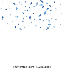 Confetti of two-colored rhombs isolated on white background.Falling confetti from minimalistic geometric figures. Abstract triangles and rombs for label, card, poster, cover, leaflet, textile design.