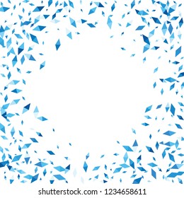 Confetti of two-colored rhombs isolated on white background.Falling confetti from minimalistic geometric figures. Abstract triangles and rombs for label, card, poster, cover, leaflet, textile design.