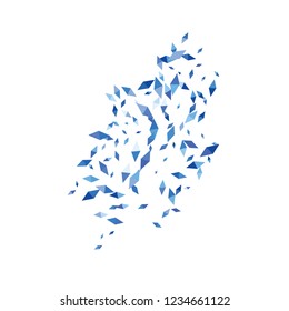 Confetti of two-colored rhombs isolated on white background.Falling confetti from minimalistic geometric figures. Abstract triangles and rombs for label, card, poster, cover, leaflet, textile design.