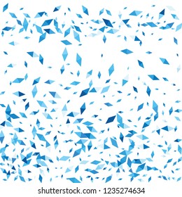 Confetti of two-colored rhombs isolated on white background.Falling confetti from minimalistic geometric figures. Abstract triangles and rombs for label, card, poster, cover, leaflet, textile design.
