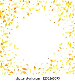 Confetti of two-colored rhombs isolated on white background.Falling confetti from minimalistic geometric figures. Abstract triangles and rombs for label, card, poster, cover, leaflet, textile design.