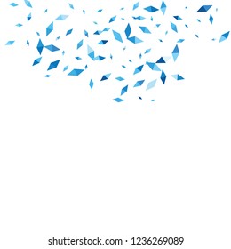 Confetti of two-colored rhombs isolated on white background.Falling confetti from minimalistic geometric figures. Abstract triangles and rombs for label, card, poster, cover, leaflet, textile design.