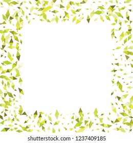 Confetti of two-colored rhombs isolated on white background.Falling confetti from minimalistic geometric figures. Abstract triangles and rombs for label, card, poster, cover, leaflet, textile design.