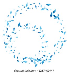 Confetti of two-colored rhombs isolated on white background.Falling confetti from minimalistic geometric figures. Abstract triangles and rombs for label, card, poster, cover, leaflet, textile design.