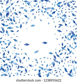 Confetti of two-colored rhombs isolated on white background.Falling confetti from minimalistic geometric figures. Abstract triangles and rombs for label, card, poster, cover, leaflet, textile design.