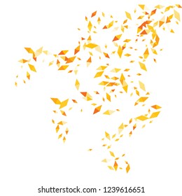Confetti of two-colored rhombs isolated on white background.Falling confetti from minimalistic geometric figures. Abstract triangles and rombs for label, card, poster, cover, leaflet, textile design.