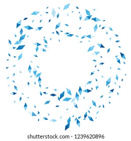 Confetti of two-colored rhombs isolated on white background.Falling confetti from minimalistic geometric figures. Abstract triangles and rombs for label, card, poster, cover, leaflet, textile design.