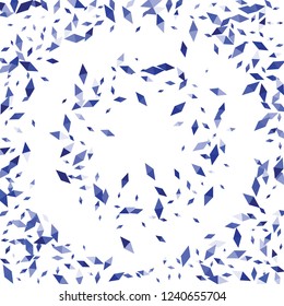 Confetti of two-colored rhombs isolated on white background.Falling confetti from minimalistic geometric figures. Abstract triangles and rombs for label, card, poster, cover, leaflet, textile design.