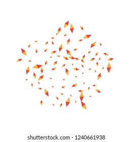 Confetti of two-colored rhombs isolated on white background.Falling confetti from minimalistic geometric figures. Abstract triangles and rombs for label, card, poster, cover, leaflet, textile design.