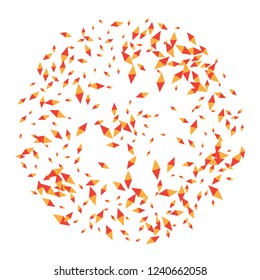 Confetti of two-colored rhombs isolated on white background.Falling confetti from minimalistic geometric figures. Abstract triangles and rombs for label, card, poster, cover, leaflet, textile design.