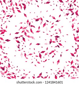 Confetti of two-colored rhombs isolated on white background.Falling confetti from minimalistic geometric figures. Abstract triangles and rombs for label, card, poster, cover, leaflet, textile design.