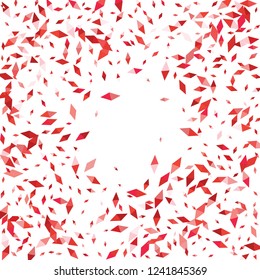 Confetti of two-colored rhombs isolated on white background.Falling confetti from minimalistic geometric figures. Abstract triangles and rombs for label, card, poster, cover, leaflet, textile design.