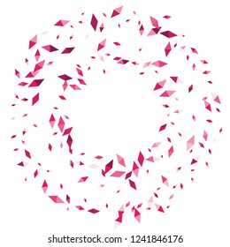 Confetti of two-colored rhombs isolated on white background.Falling confetti from minimalistic geometric figures. Abstract triangles and rombs for label, card, poster, cover, leaflet, textile design.