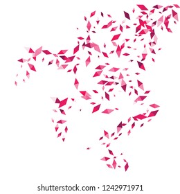 Confetti of two-colored rhombs isolated on white background.Falling confetti from minimalistic geometric figures. Abstract triangles and rombs for label, card, poster, cover, leaflet, textile design.