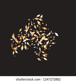 Confetti of two-colored rhombs isolated on white background.Falling confetti from minimalistic geometric figures. Abstract triangles and rombs for label, card, poster, cover, leaflet, textile design.