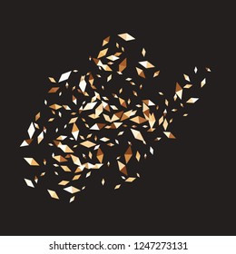 Confetti of two-colored rhombs isolated on white background.Falling confetti from minimalistic geometric figures. Abstract triangles and rombs for label, card, poster, cover, leaflet, textile design.