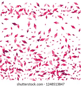 Confetti of two-colored rhombs isolated on white background.Falling confetti from minimalistic geometric figures. Abstract triangles and rombs for label, card, poster, cover, leaflet, textile design.