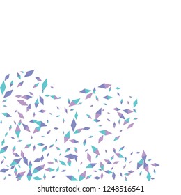Confetti of two-colored rhombs isolated on white background.Falling confetti from minimalistic geometric figures. Abstract triangles and rombs for label, card, poster, cover, leaflet, textile design.