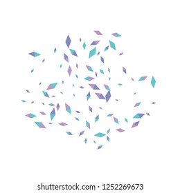 Confetti of two-colored rhombs isolated on white background.Falling confetti from minimalistic geometric figures. Abstract triangles and rombs for label, card, poster, cover, leaflet, textile design.