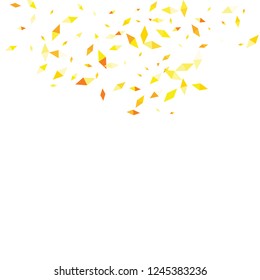 Confetti of two-colored rhombus isolated on white background. Falling confetti from minimalistic geometric figures. Abstract triangles and rhombus for label, card, poster, cover, leaflet, textile design.