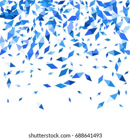 Confetti of two-colored rhombus isolated on white background.Falling confetti from minimalistic geometric figures. Abstract triangles and rombs for label, card, poster, cover, leaflet, textile design.