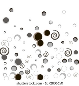 Confetti Vector Background. Scattered Random circles dots rings spirals. Decorative abstract dynamic backdrop. Holiday, celebration decorations, paper packaging, textile design, covers
