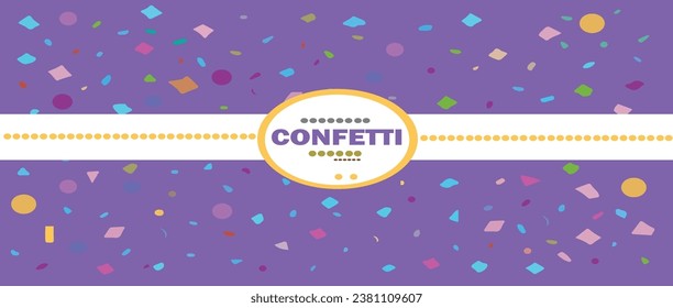 Confetti vector banner background with colorful circles, triangle, shapes celebration. Anniversary, celebration, greeting illustration in flat simple vector with fun explosion.