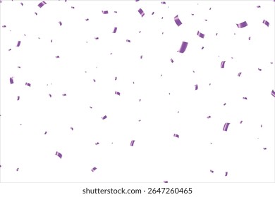 Confetti vector banner background with Purple serpentine ribbons, place for yours text at the center. Anniversary, celebration, greeting illustration in flat simple cartoon style with fun explosion.
