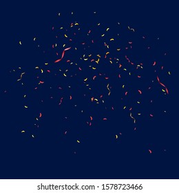Confetti vector celebrate background. Gold and red flying ribbons, streamers and paper particles. Party background. Festive vector illustration