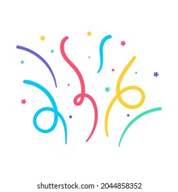 Confetti vector. colorful rolls of paper Confetti floating from the birthday party fireworks