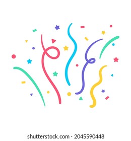 Confetti vector. colorful rolls of paper Confetti floating from the birthday party fireworks