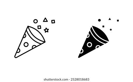 Confetti vector icon set in black and white color.
