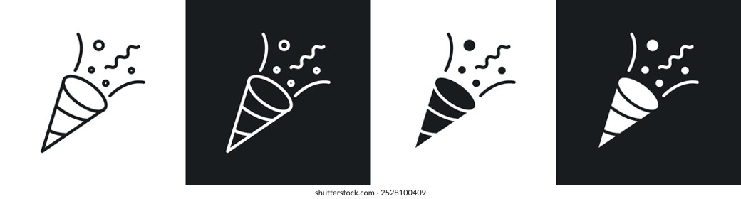 Confetti vector icon set in black and white