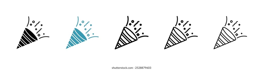 Confetti vector icon set in black and blue colors.