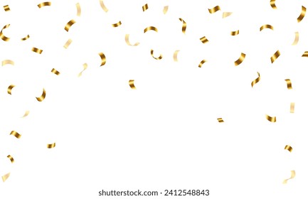 Confetti vector illustration banner background with luxury ribbons. Falling confetti on a transparent background