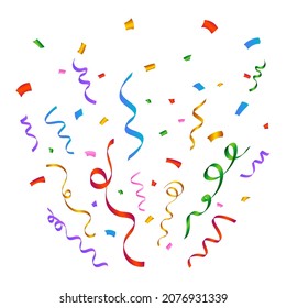 Confetti vector illustration for carnival background. Party elements explosion of multicolor confetti. Colorful confetti isolated on white background. Festival elements. Birthday party celebration.