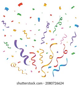 Confetti vector illustration for carnival background. Party elements explosion of multicolor confetti. Colorful confetti isolated on white background. Festival elements. Birthday party celebration.