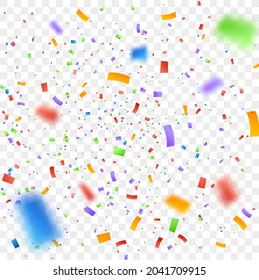 Confetti vector illustration. Festive background. Party concept. Flying ribbons isolated.