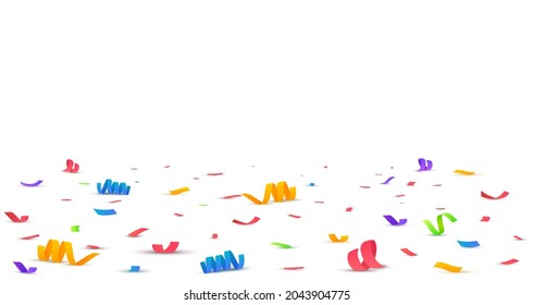 Ilustración vectorial de confetti. Fondo festivo. Concepto de partido. Cintas voladoras aisladas.