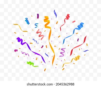 Confetti vector illustration. Festive background. Party concept. Flying ribbons isolated.