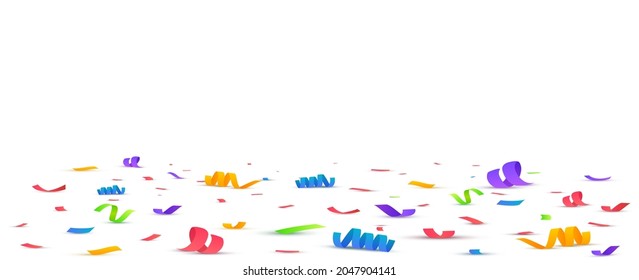 Confetti vector illustration. Festive background. Party concept. Flying ribbons isolated.