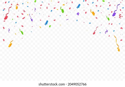Ilustración vectorial de confetti. Fondo festivo. Concepto de partido. Cintas voladoras aisladas.