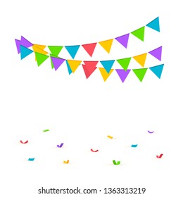 Confetti vector illustration on white background.