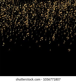 Confetti of Vector Music Signs and Symbols. Glamour Party Poster Pattern Design. Glitter Note Icons Texture. Flyer Print Design Pattern.